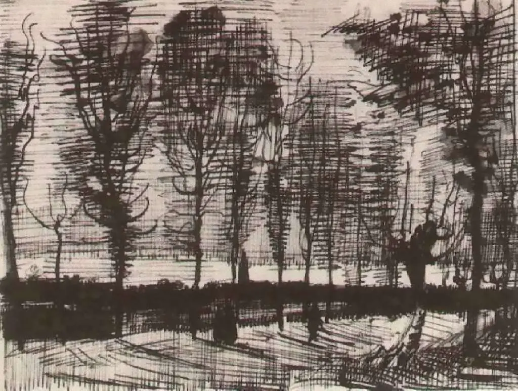 van Gogh Drawings: Lane With Poplars