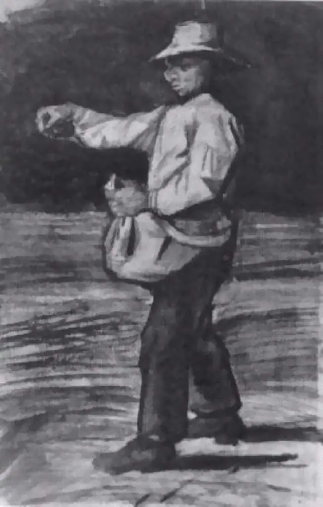 van Gogh Drawings: Man Feeding Chickens Or Sowing