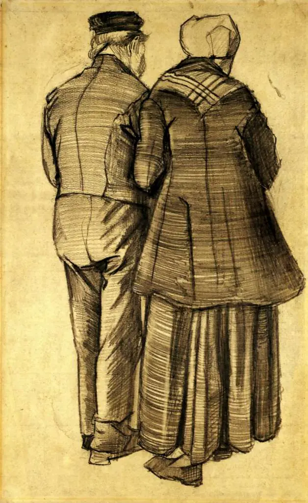 van Gogh Drawings: Man And Woman Seen From The Back