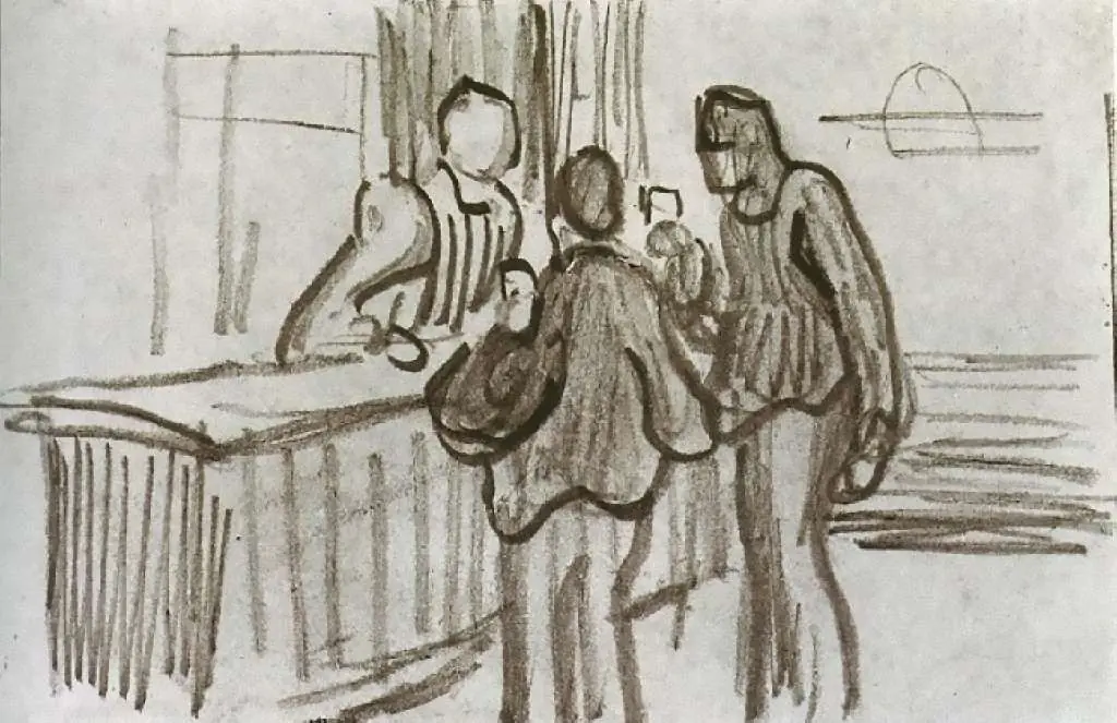 van Gogh Drawings: Men In Front Of The Counter In A Cafe