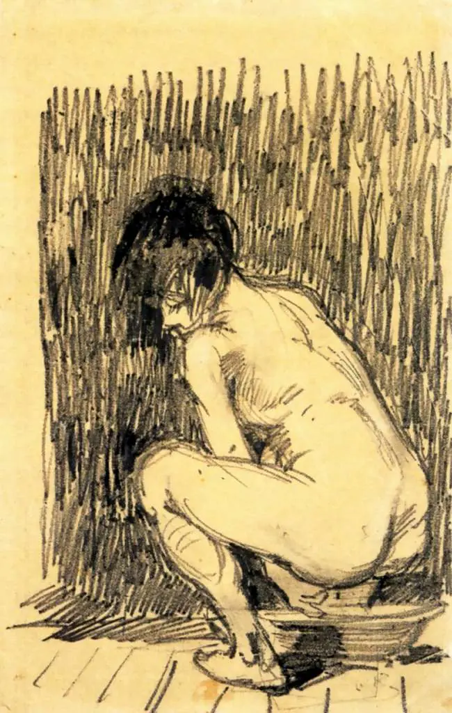 van Gogh Drawings: Nude Woman Squatting Over A Basin
