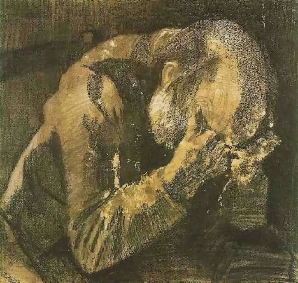 van Gogh Drawings: Old Man With His Head In His Hands Half-figure