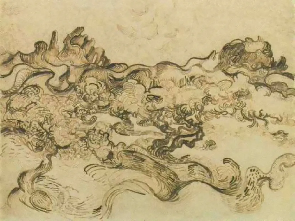 van Gogh Drawings: Olive Trees In A Mountain Landscape2