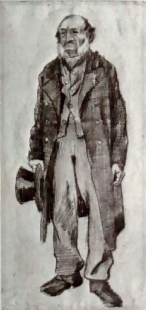 van Gogh Drawings: Orphan Man Holding Top Hat In His Hand2