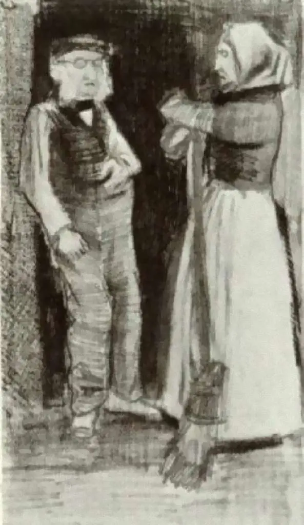 van Gogh Drawings: Orphan Man Talking With Woman Sien