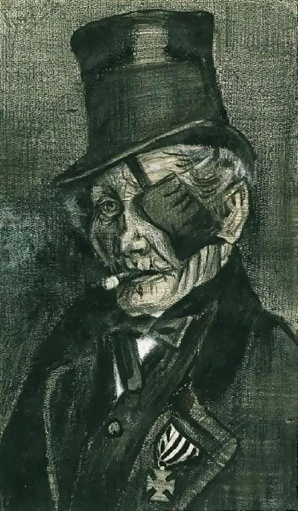 van Gogh Drawings: Orphan Man In Sunday Clothes With Eye Bandage Head