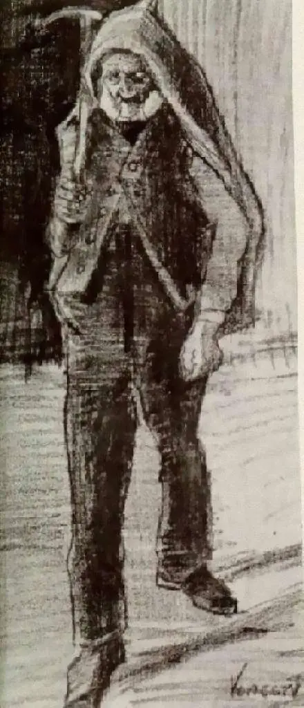 van Gogh Drawings: Orphan Man With Pickax On His Shoulder
