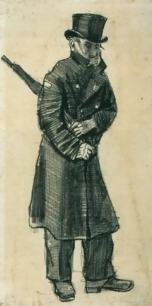 van Gogh Drawings: Orphan Man With Top Hat And Umbrella Under His Arm2