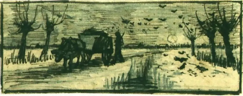 van Gogh Drawings: Oxcart In The Snow