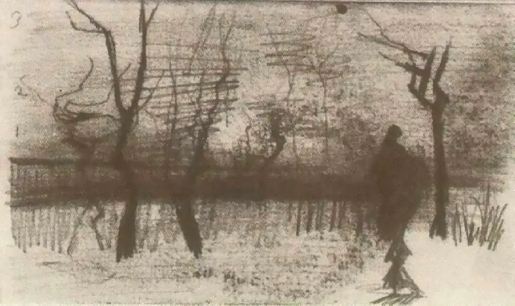 van Gogh Drawings: Parsonage Garden At Dusk