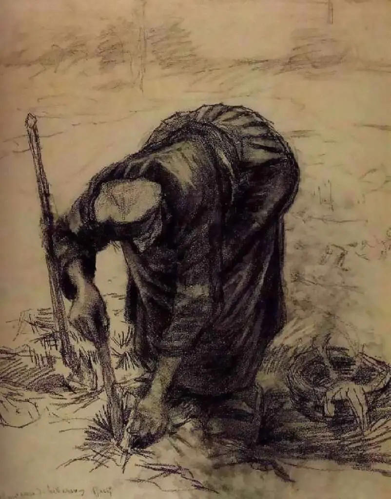 van Gogh Drawings: Peasant Woman Planting Beets