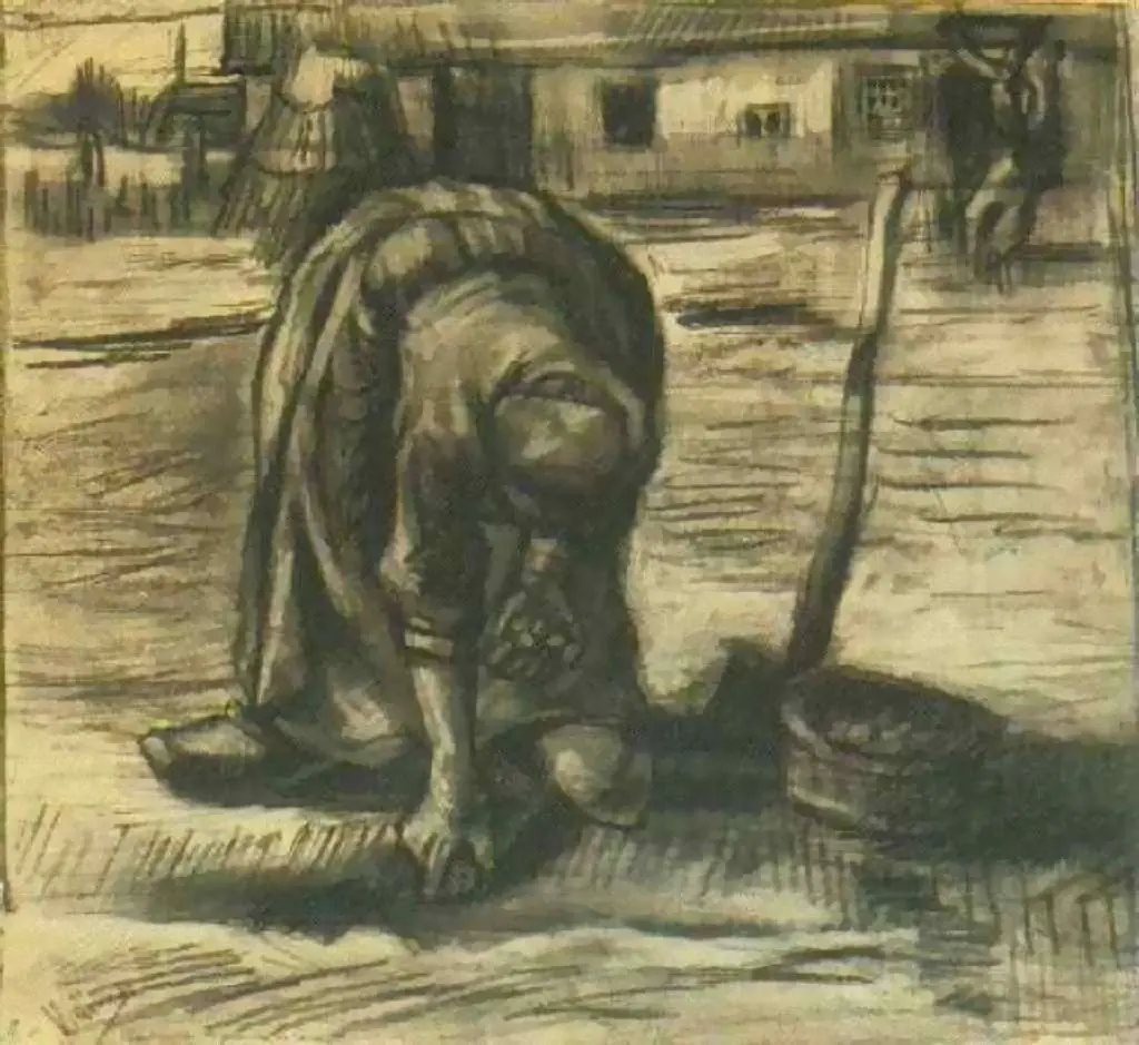 van Gogh Drawings: Peasant Woman Planting Potatoes
