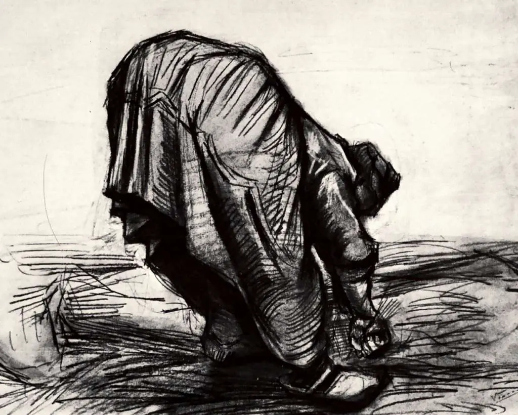van Gogh Drawings: Peasant Woman Stooping Seen From The Back