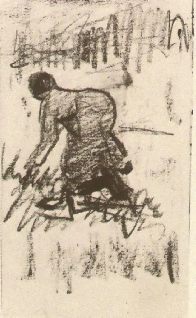 van Gogh Drawings: Peasant Woman Stooping To The Left