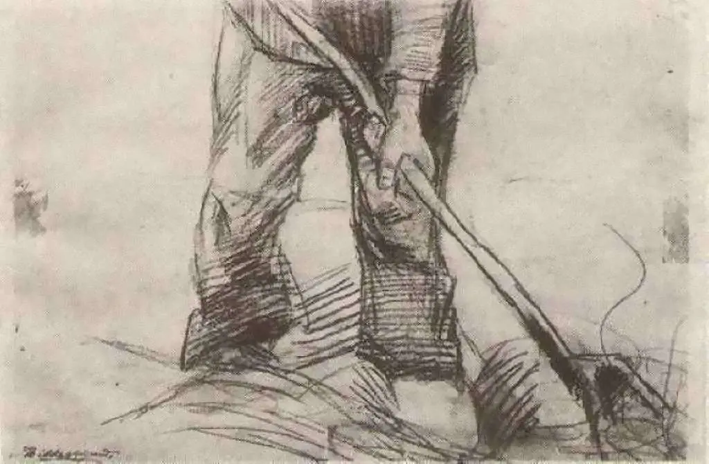 van Gogh Drawings: Peasant Working Lower Part Of Drawing