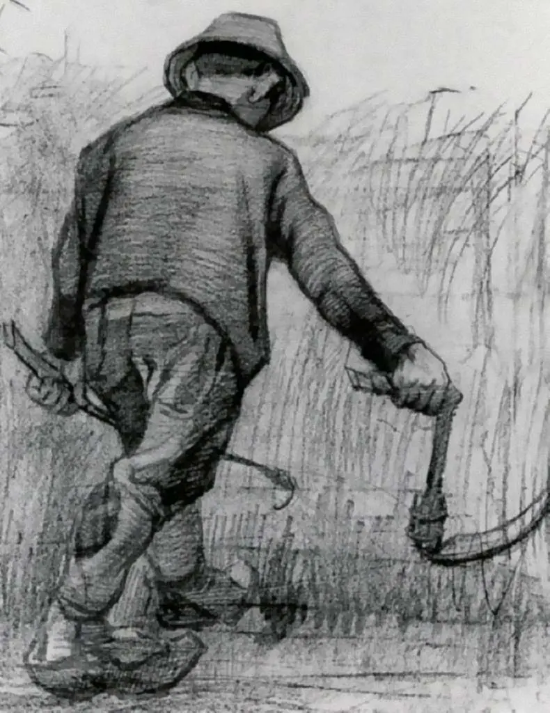 van Gogh Drawings: Peasant With Sickle Seen From The Back
