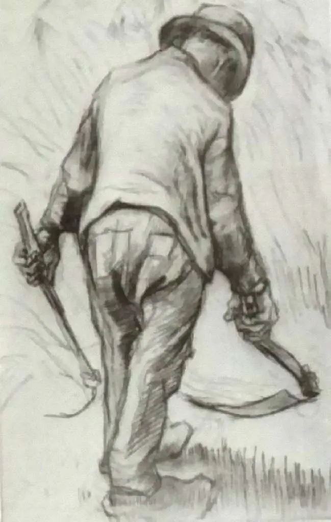 van Gogh Drawings: Peasant With Sickle Seen From The Back2