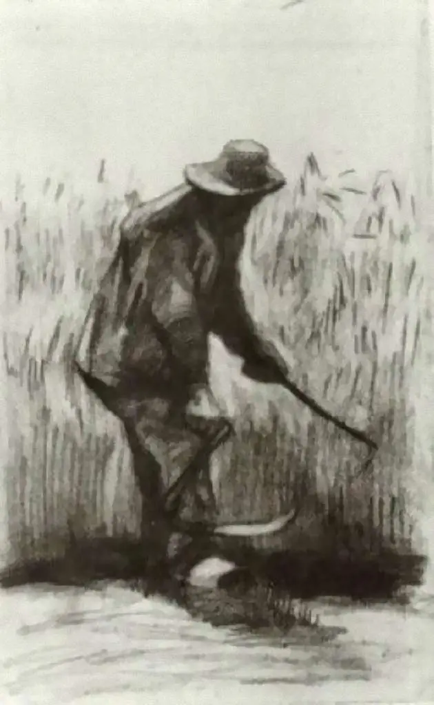 van Gogh Drawings: Peasant With Sickle Seen From The Back3