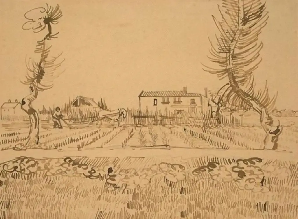 van Gogh Drawings: Ploughman In The Fields Near Arles