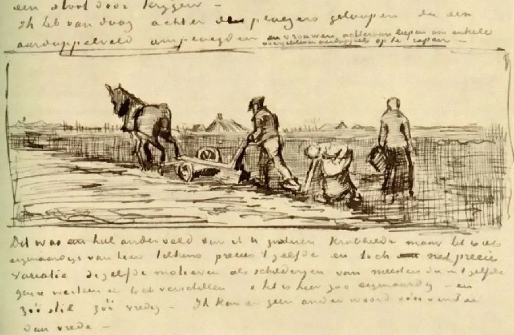 van Gogh Drawings: Plowman With Two Women