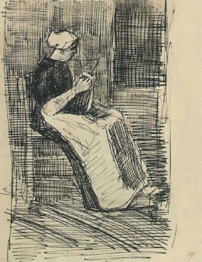 van Gogh Drawings: Scheveningen Woman Knitting