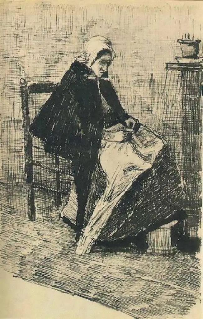 van Gogh Drawings: Scheveningen Woman Sewing2