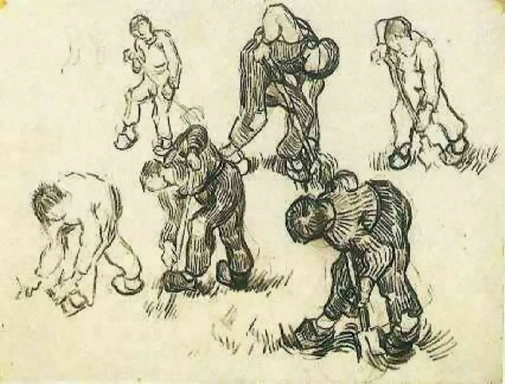 van Gogh Drawings: Sheet With Sketches Of Diggers And Other Figures2