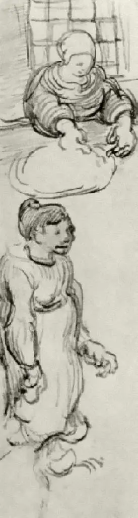 van Gogh Drawings: Sheet With A Woman At A Table And A Woman Walking