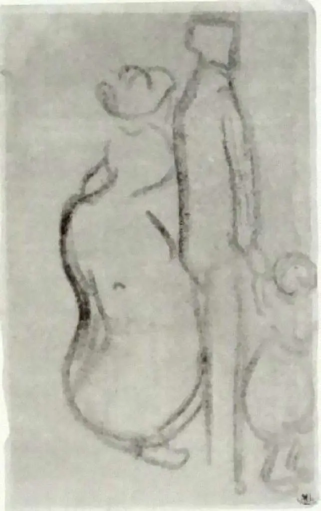 van Gogh Drawings: Sketch Of A Couple Walking With A Child
