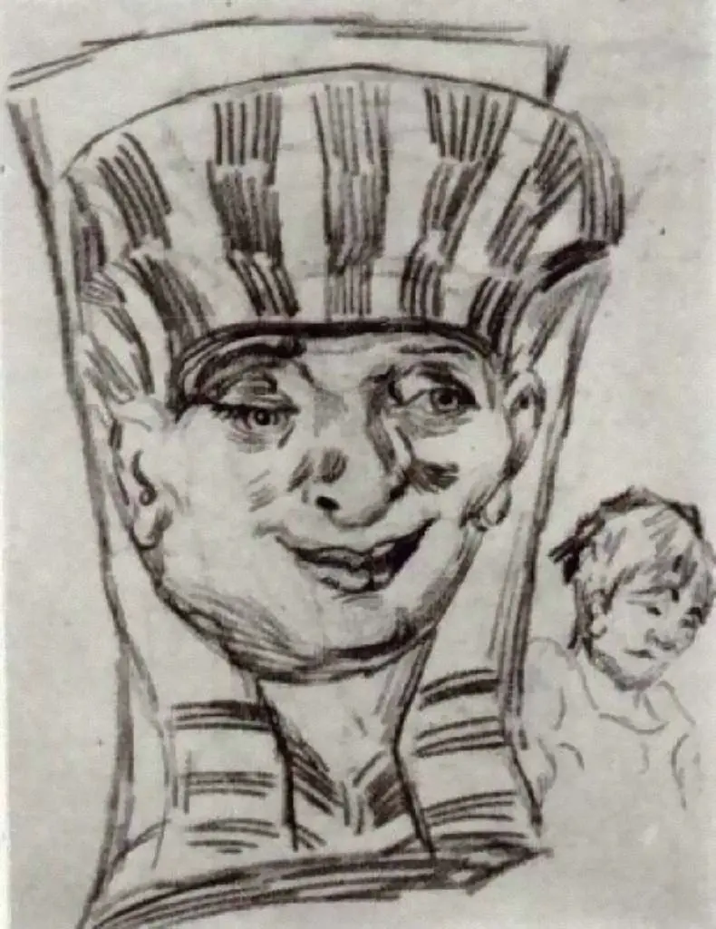 van Gogh Drawings: Sketch Of An Eroded Garden-wall Ornament