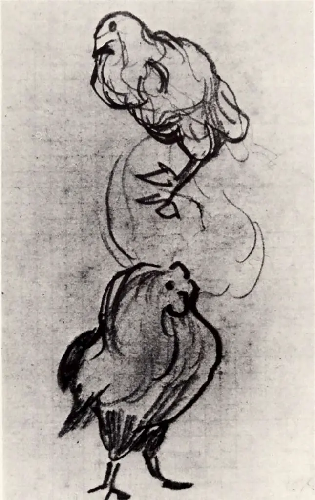 van Gogh Drawings: Sketches Of A Hen And A Cock