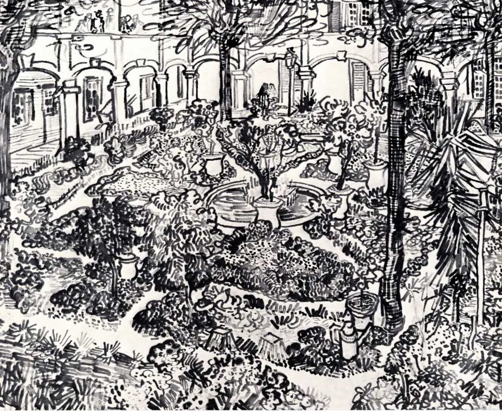van Gogh Drawings: The Courtyard Of The Hospital At Arles