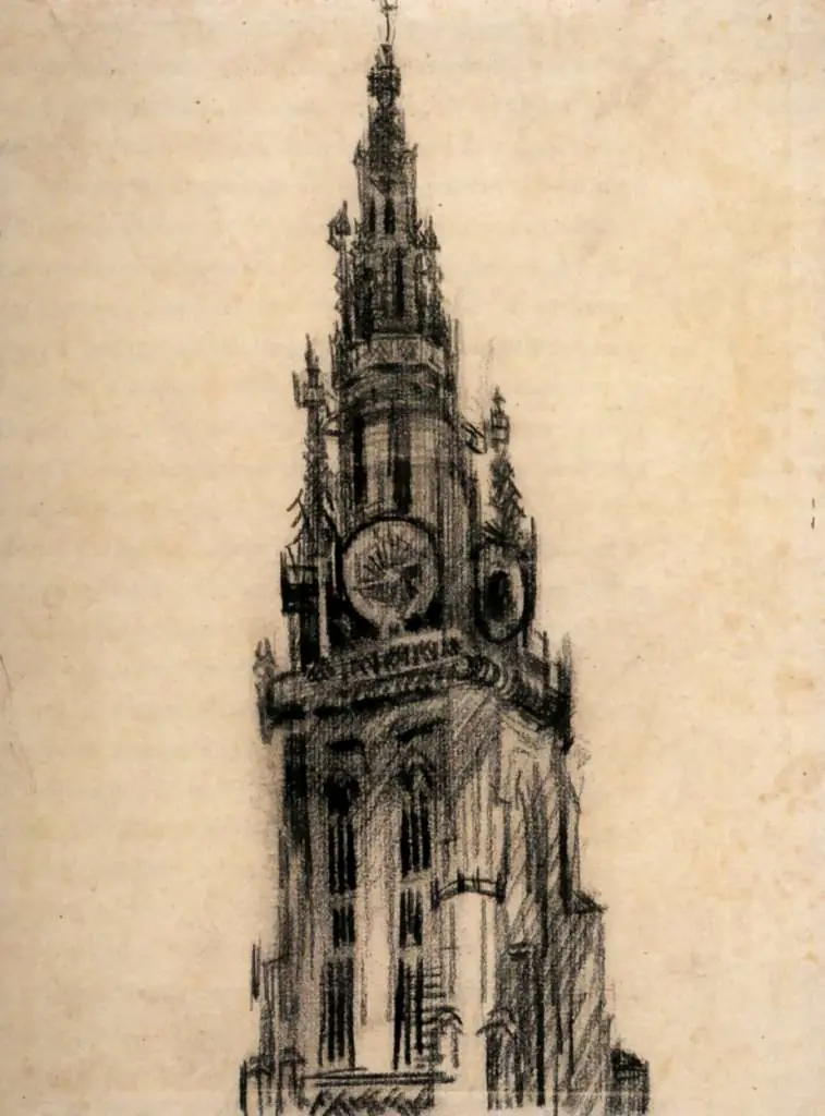 van Gogh Drawings: The Spire Of The Church Of Our Lady