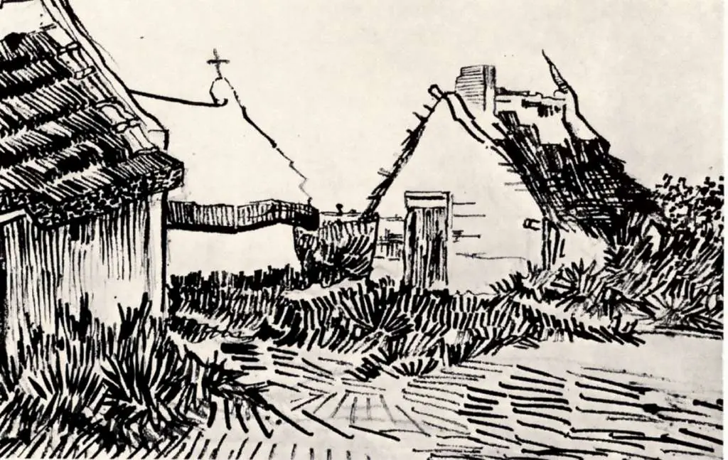 van Gogh Drawings: Three Cottages In Saintes-maries