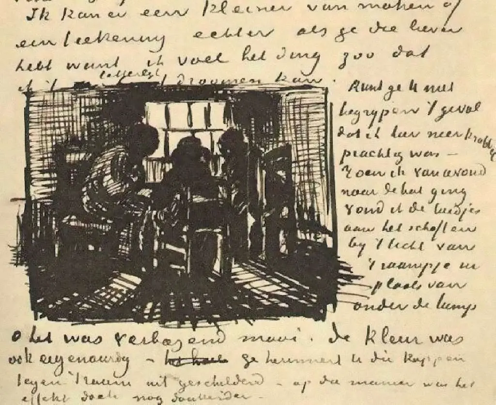 van Gogh Drawings: Three Persons Sitting At The Window