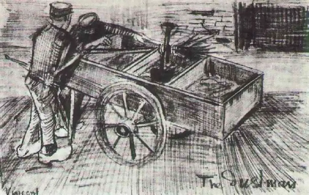 van Gogh Drawings: Two Boys Near A Cart The Dustman