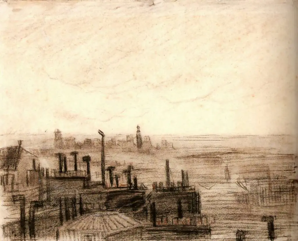 van Gogh Drawings: View Of Paris With The Htel De Ville And The Tour-saint-jacques