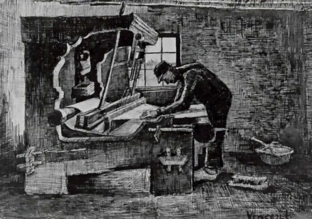 van Gogh Drawings: Weaver Standing In Front Of A Loom