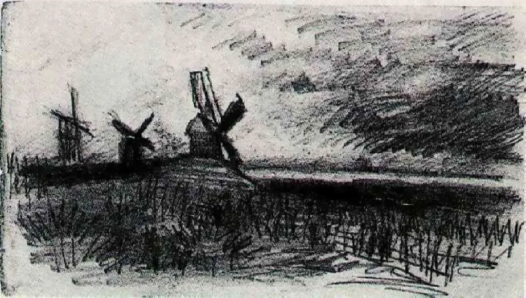 van Gogh Drawings: Windmill At Montmartre2