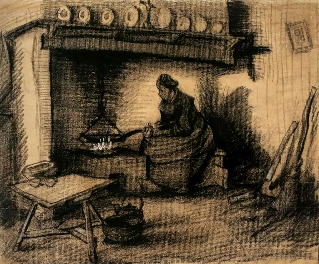 van Gogh Drawings: Woman Preparing A Meal