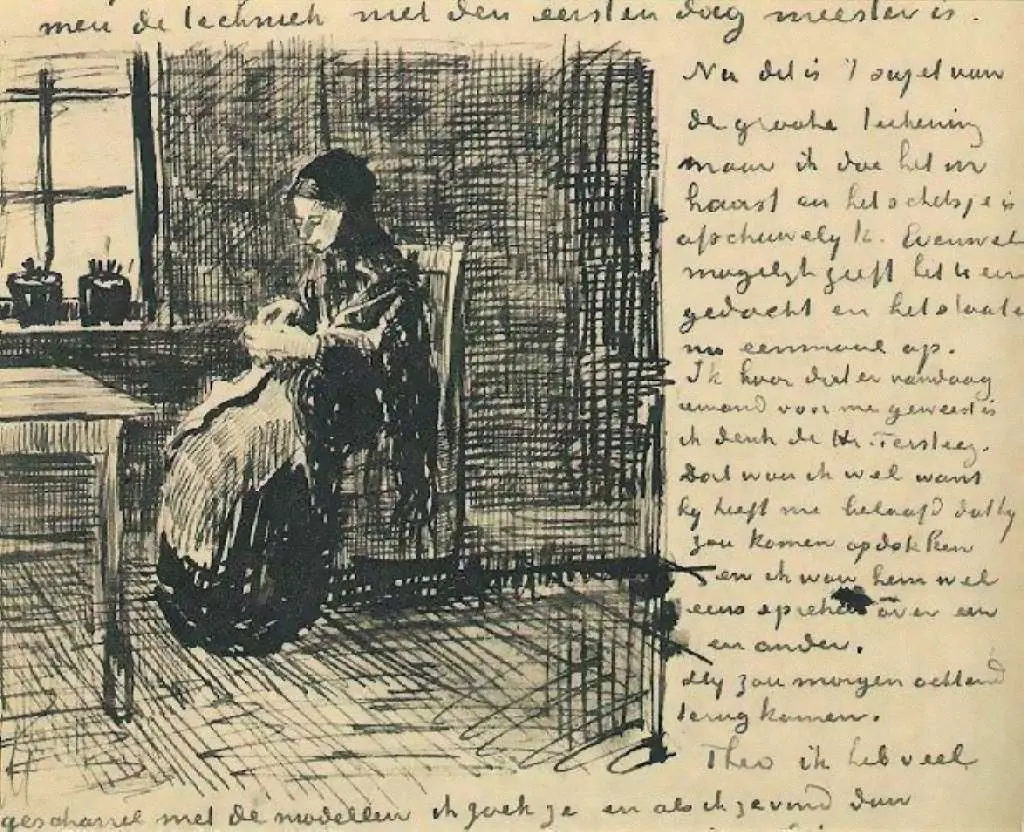 van Gogh Drawings: Woman At The Window Knitting