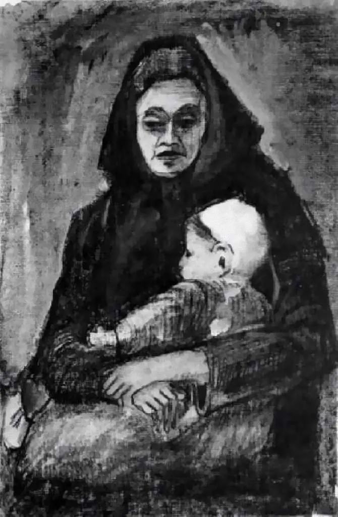 van Gogh Drawings: Woman With Baby On Her Lap Half-length