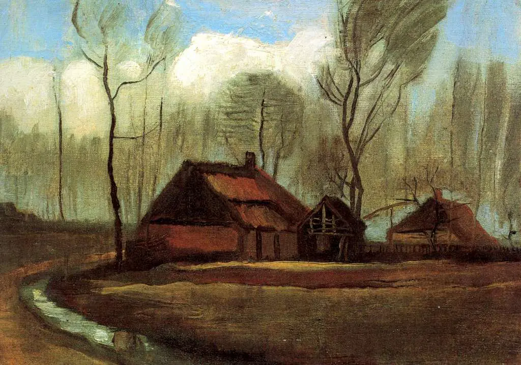van Gogh Early Paintings 1881-83: Farmhouses Among Trees