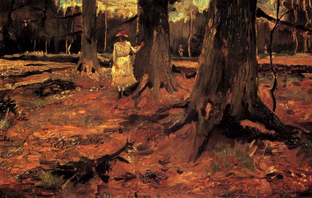 van Gogh Early Paintings 1881-83: Girl In White In The Woods