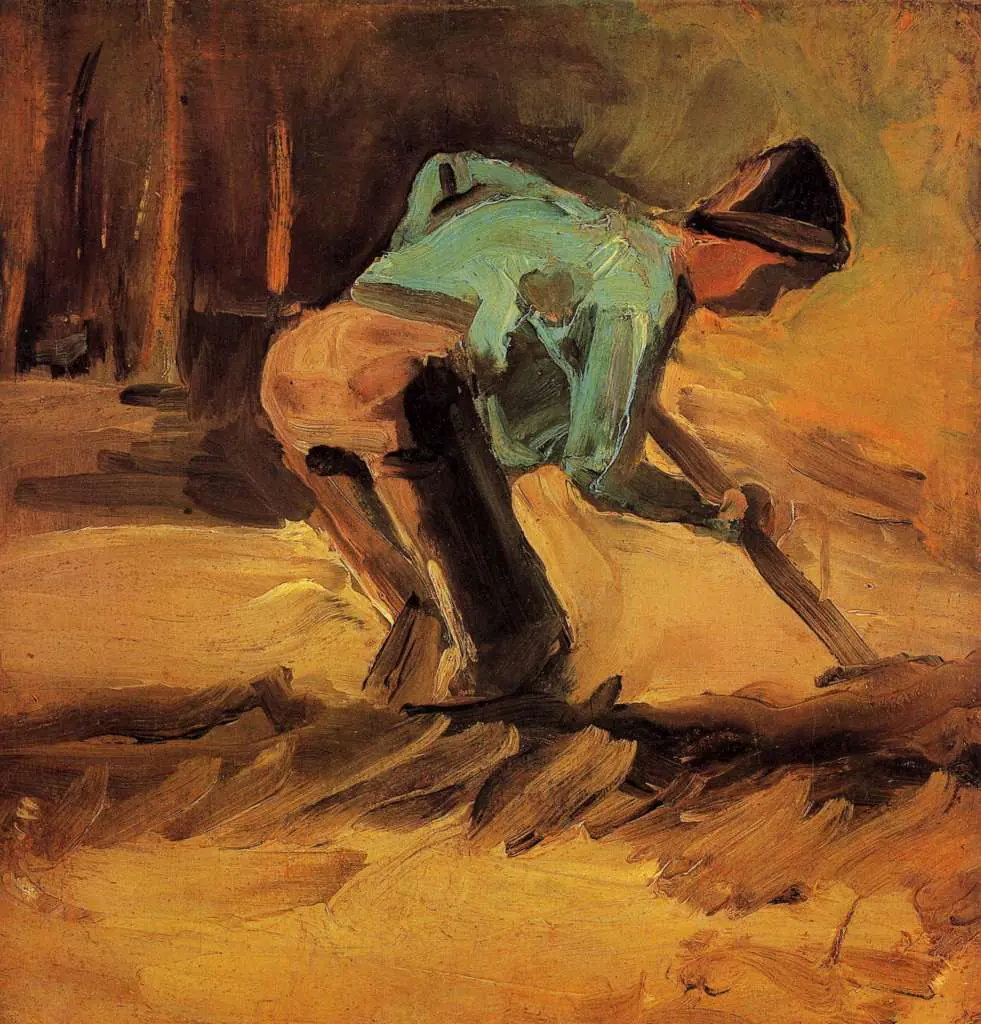 van Gogh Early Paintings 1881-83: Man Stooping With Stick Or Spade