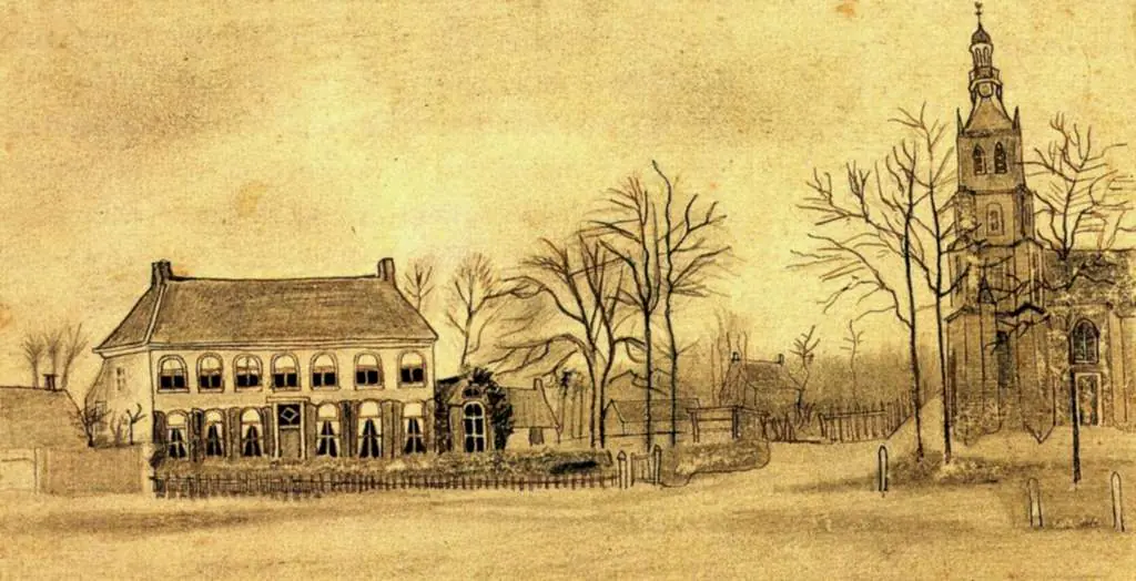 van Gogh Juvenilia: Vicarage And Church At Etten