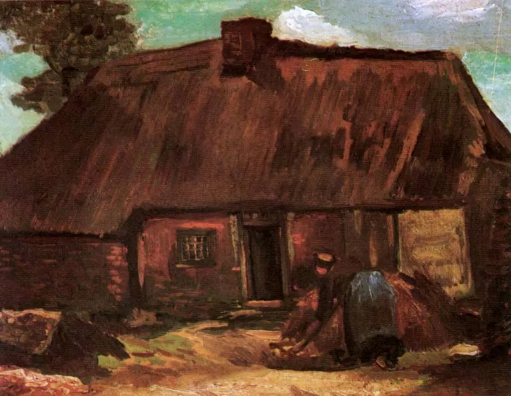 van Gogh Nuenen 1883-85: Cottage With Peasant Woman Digging
