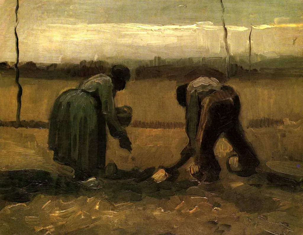 van Gogh Nuenen 1883-85: Peasant And Peasant Woman Planting Potatoes