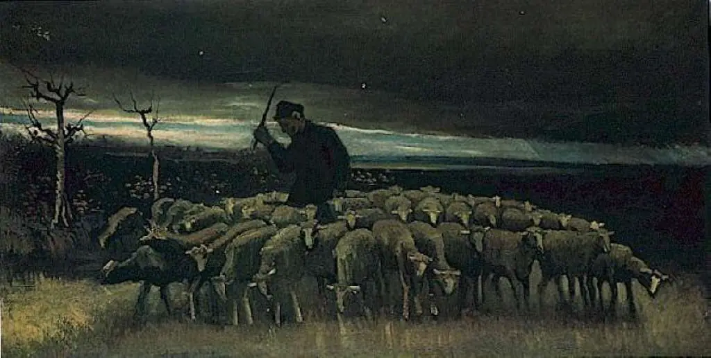 van Gogh Nuenen 1883-85: Shepherd With A Flock Of Sheep