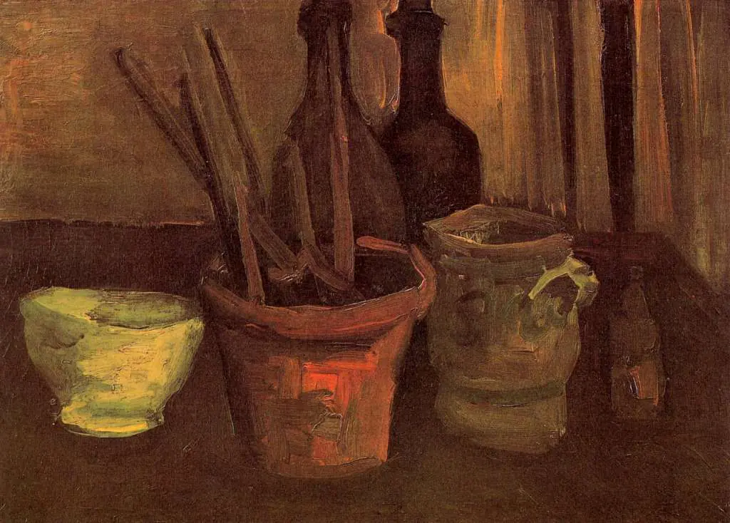 van Gogh Nuenen 1883-85: Still Life With Paintbrushes In A Pot